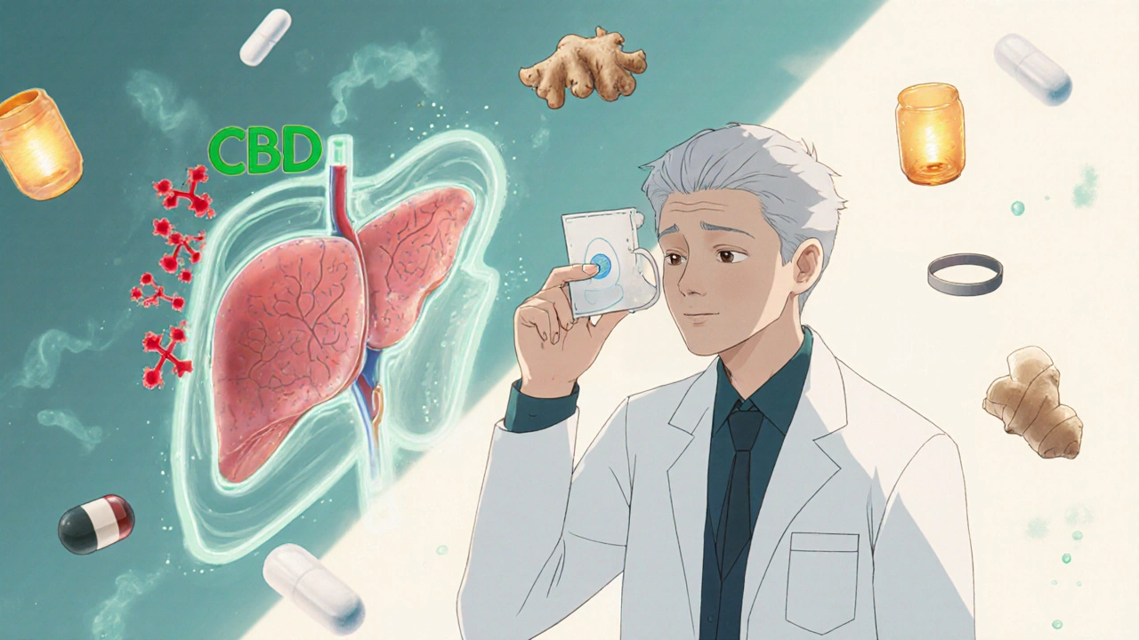 A doctor removing a scopolamine patch as safe alternatives like ginger and acupressure bands float nearby.